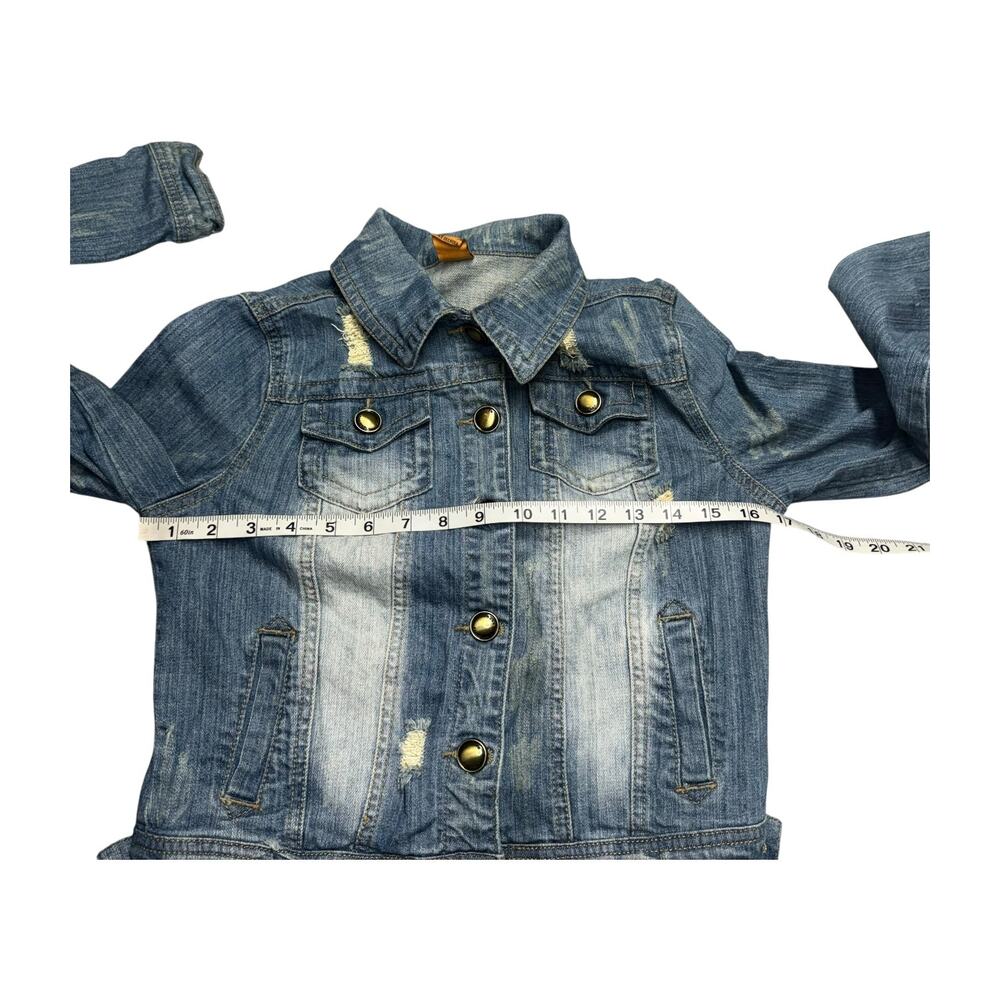 Joujou Distressed Light Wash Denim Trucker Jacket Small - Picture 5 of 9